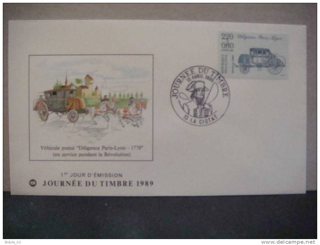 Enveloppe Illustrée FSPF Journée Timbre 1989 (Diligence) LA CIOTAT (13) - Covers & Documents