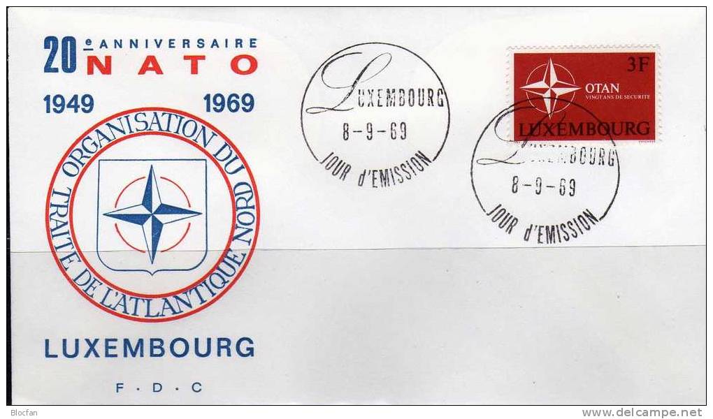 20 Jahre NATO 1969 Luxemburg 794 Plus FDC O 1€ Emblem Windrose CEPT Sympathie - Ausgabe Cover From Luxembourg - Lettres & Documents