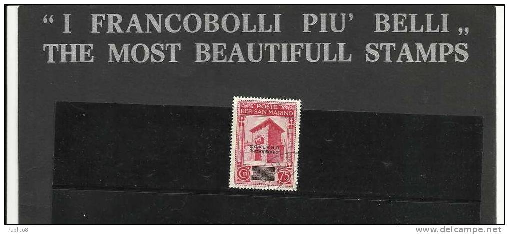SAN MARINO 1943 GOVERNO PROVVISORIO C. 75 TIMBRATO - Used Stamps