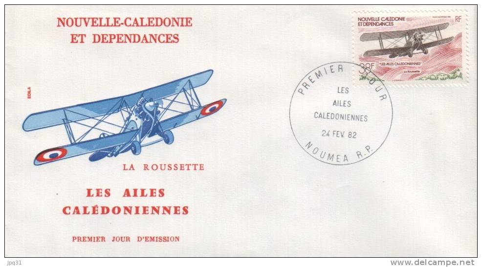 2 Enveloppes 1er Jour Ailes Calédoniennes - Noumea 24/2/82 - La Roussette + Le Cagou - FDC