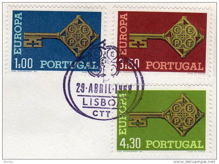 Europa-Ausgabe 1968 Portugal 1051/3 Plus FDC O 15€ Kreuzbart-Schlüssel CEPT Mitläufer-Ausgabe Cover - Briefe U. Dokumente