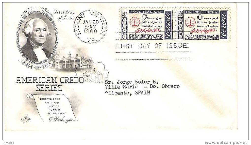 USA. FDC AMERICAN CREDO. 1960 - 1951-1960