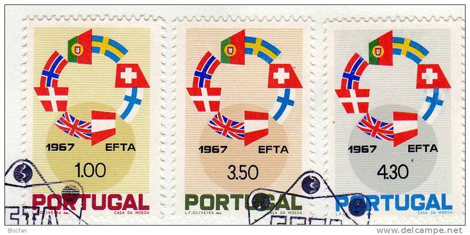 EFTA Freihandelszone 1967 Portugal 1043/5 Plus FDC O 12€ Aufhebung Zoll-Schranken CEPT Sympathie - Ausgabe Cover - Briefe U. Dokumente