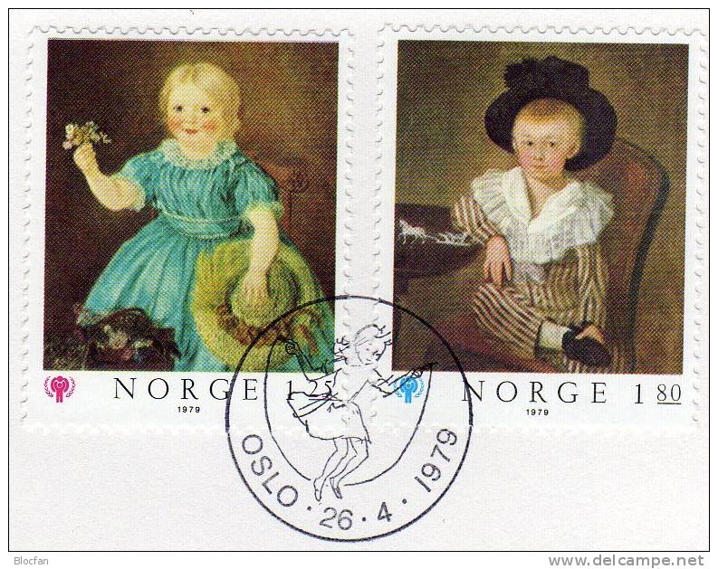 Kinder-Gemälde Norwegen 793/4 Auf FDC 4&euro; UNO Jahr Des Kindes 1979 Art Children UNICEF Painting Cover From Norge - Gebraucht