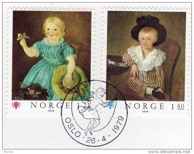 Kinder-Gemälde Norwegen 793/4 Auf FDC 4&euro; UNO Jahr Des Kindes 1979 Art Children UNICEF Painting Cover From Norge - Oblitérés