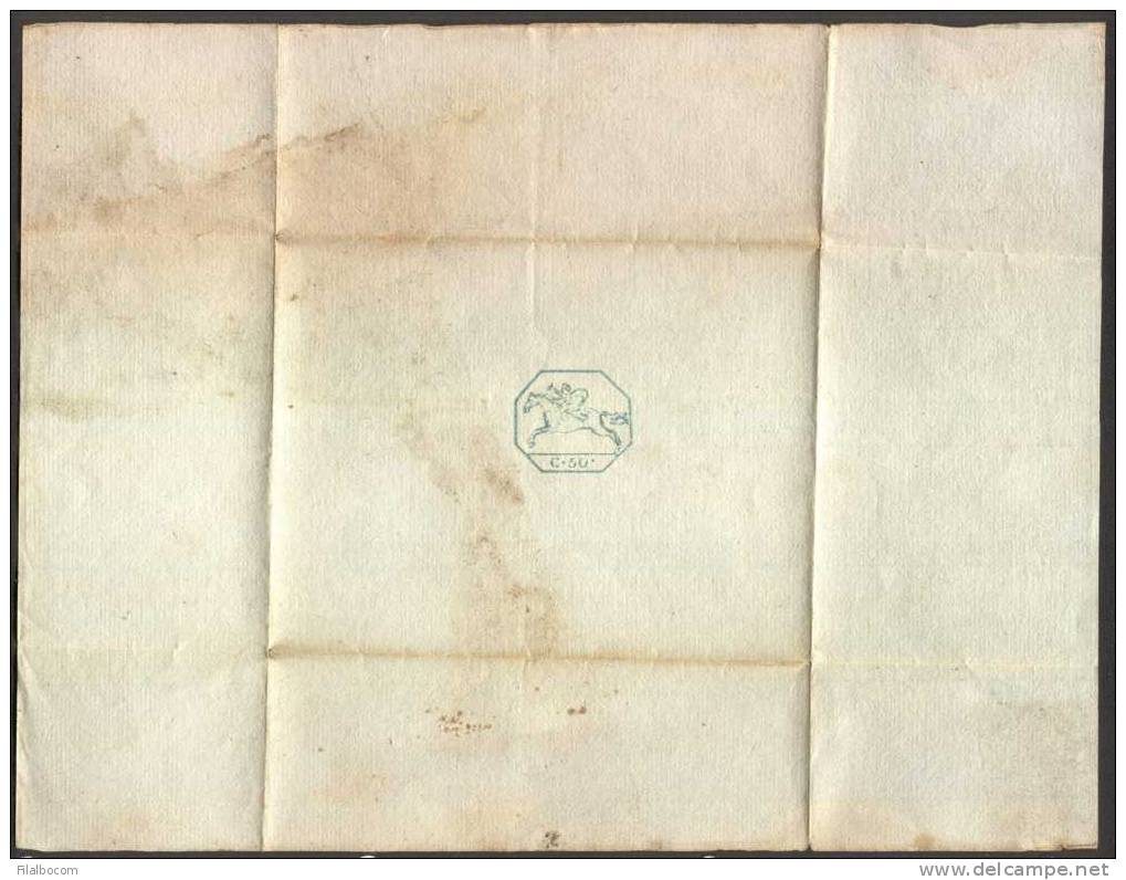 SI53D Italia Italy Regno Di Sardegna  Cavallino Tipografico 50 Cent.1819  Nuovo Filigrana Linee Parallele Orizzontali - Sardaigne