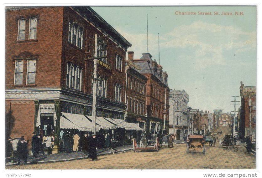 CANADA - NEW BRUNSWICK - ST. JOHN - Charlotte Street - MAIN ST - Wagons - PEDESTRIANS - Circa 1910 - St. John