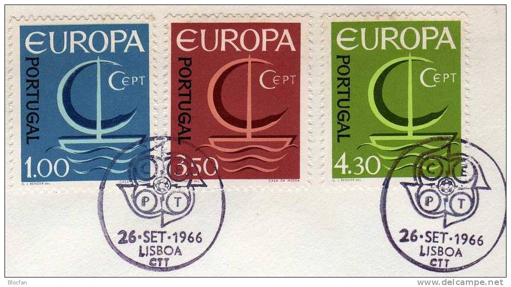 Europa-Ausgabe 1966 Portugal 1012/4 Plus FDC O 19€ Schiff Mit Segel CEPT Cover From Europa - Storia Postale