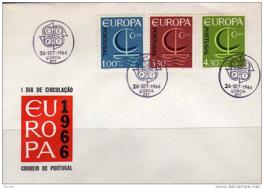 Europa-Ausgabe 1966 Portugal 1012/4 Plus FDC O 19€ Schiff Mit Segel CEPT Cover From Europa - Briefe U. Dokumente