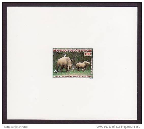 Ivory Coast Sc1095 Wildlife, Rhinoceros, Deluxe Proof, (Epreuve) - Rhinocéros