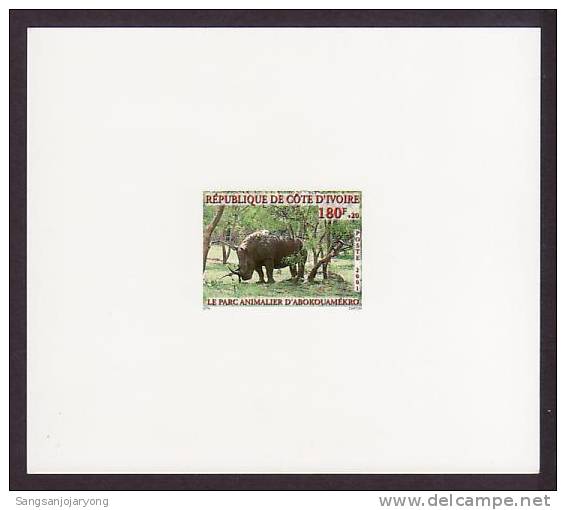 Ivory Coast Sc1096 Wildlife, Rhinoceros, Deluxe Proof, (Epreuve) - Rhinoceros