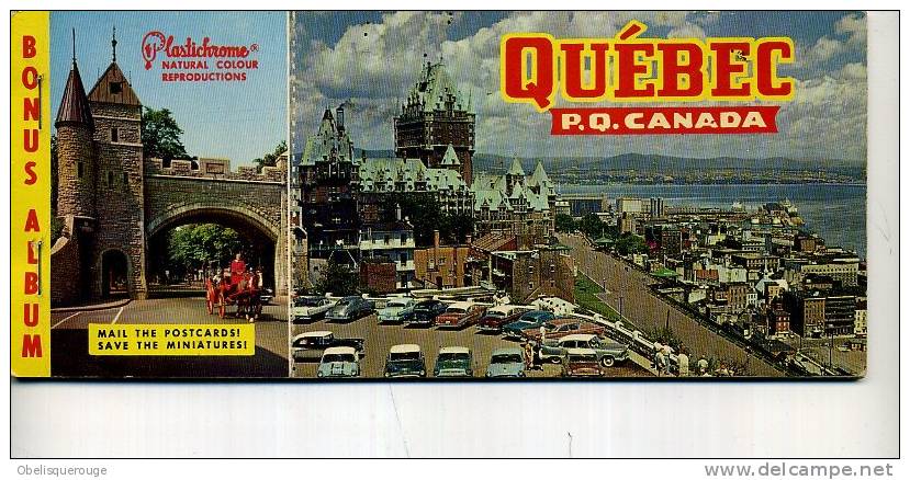 QUEBEC CARNET DE 8 VUES + MINI CARNET 8 VUES ANNEES 60/70 VOITURES - Québec - Château Frontenac
