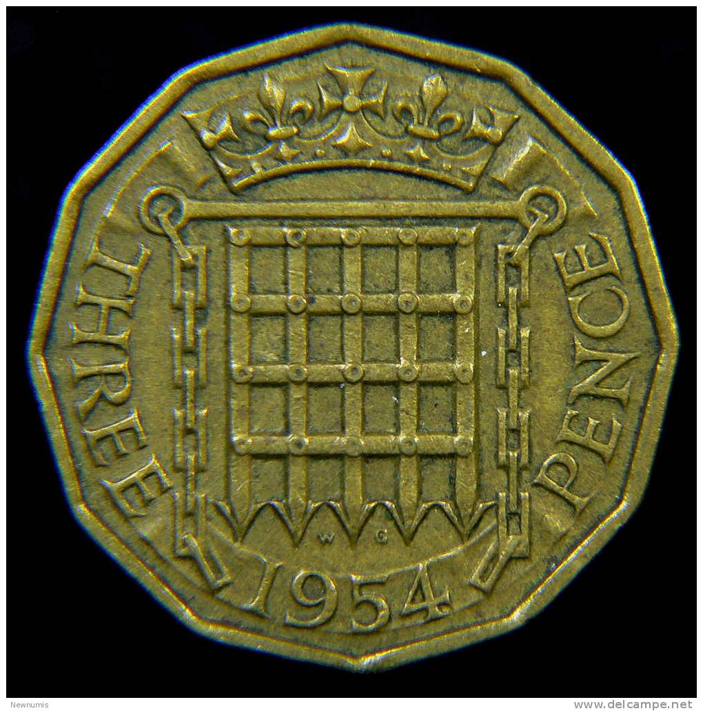 GRAN BRETAGNA 3 PENCE 1954 - F. 3 Pence