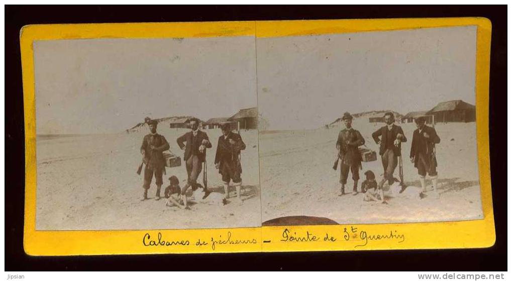 Photographie Originale Stéréo De 1910 Du 80 Pointe De St Quentin Cabanes De Pêcheurs Et Chasseurs  PH2 Baie De Somme - Le Crotoy