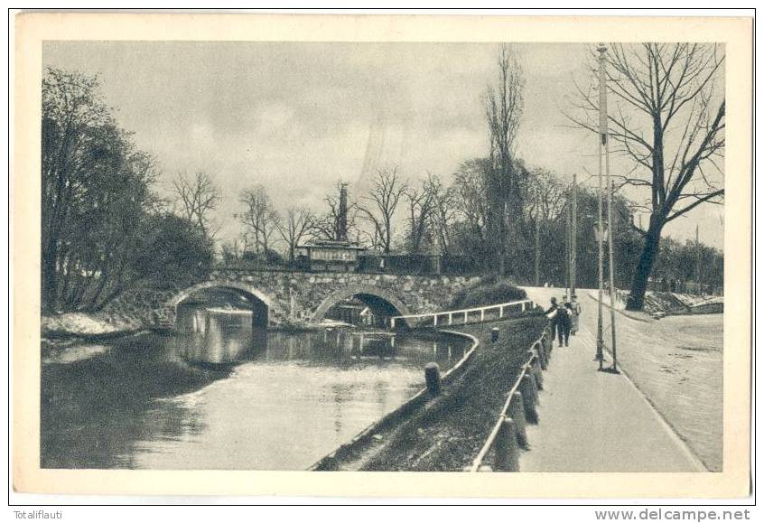 Bromberg Kanal Und Steinerne Brücke Belebt Bydgoszcz Ungelaufen - Posen