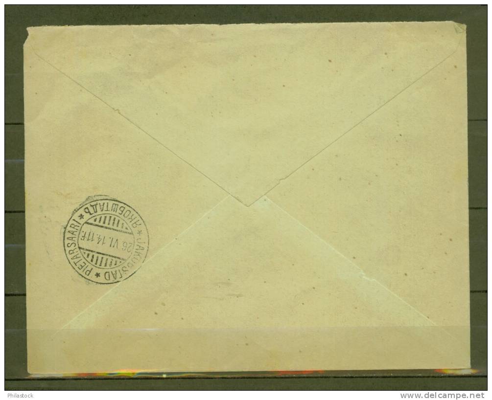 FINLANDE 1914 N° 64 Paire Obl. S/Lettre Entiére Recommandée - Brieven En Documenten
