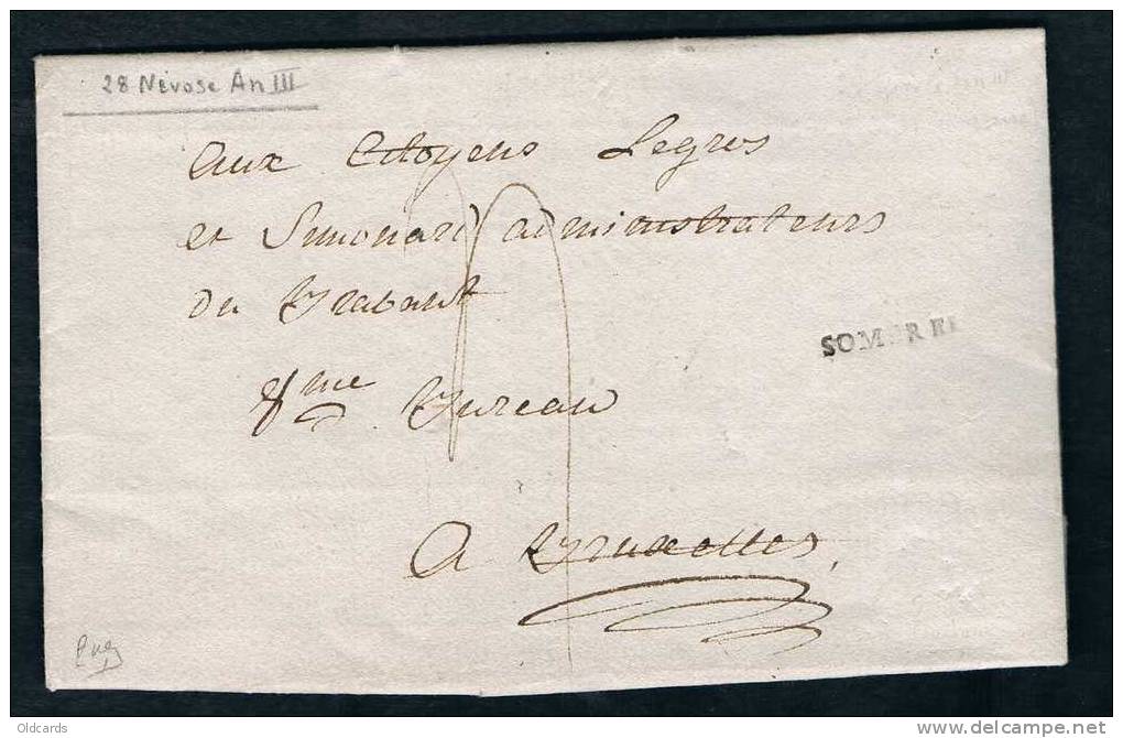 Belgique Précurseur 1792 Lettre Datée De GEMBLOUX Avec Marque "SOMBREF". - 1790-1794 (Rivol. Austriaca E Invasione Francese)