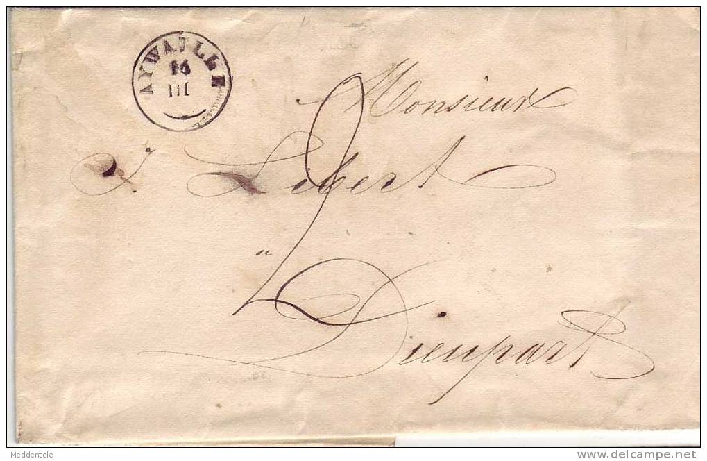 Belgique Lettre Type 18 AYWAILLE Vers DIEUPART - TAXE 2 Décimes **R+TB** - 1830-1849 (Belgique Indépendante)