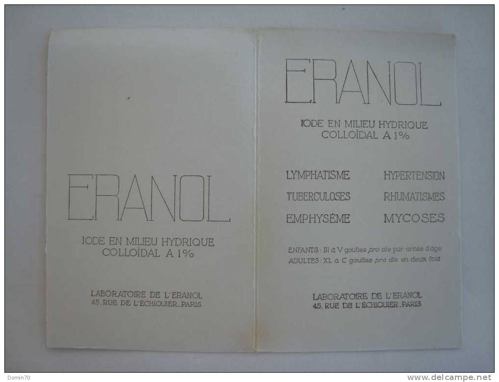 Buvard Double Pharmacie Eranol Iode Rhumatismes Mycoses - Collections, Lots & Séries