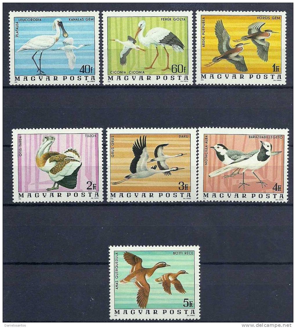 Hungria Hungary 1977 Birds Oiseaux  Aves Spoonbill Stork Bustard Crane Wagtail Hortobagy National Park MNH - Marine Web-footed Birds