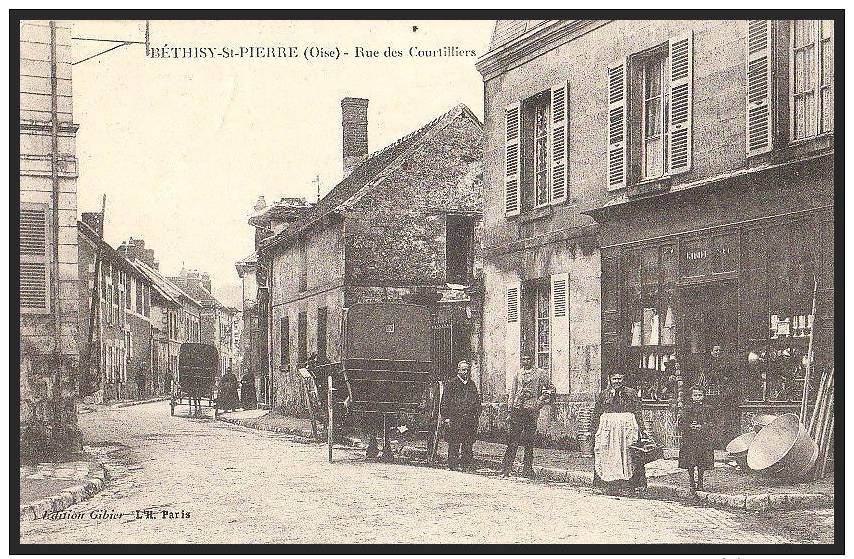 60 BETHISY ST PIERRE Rue Des Courtilliers Animée Commerces QUINCAILLERIE  ATTELAGE Timbre 1908 - Altri & Non Classificati