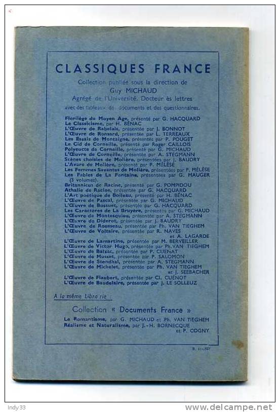 - L´ART POETIQUE DE BOILEAU . CLASSIQUES FRANCE . HACHETTE - Autores Franceses