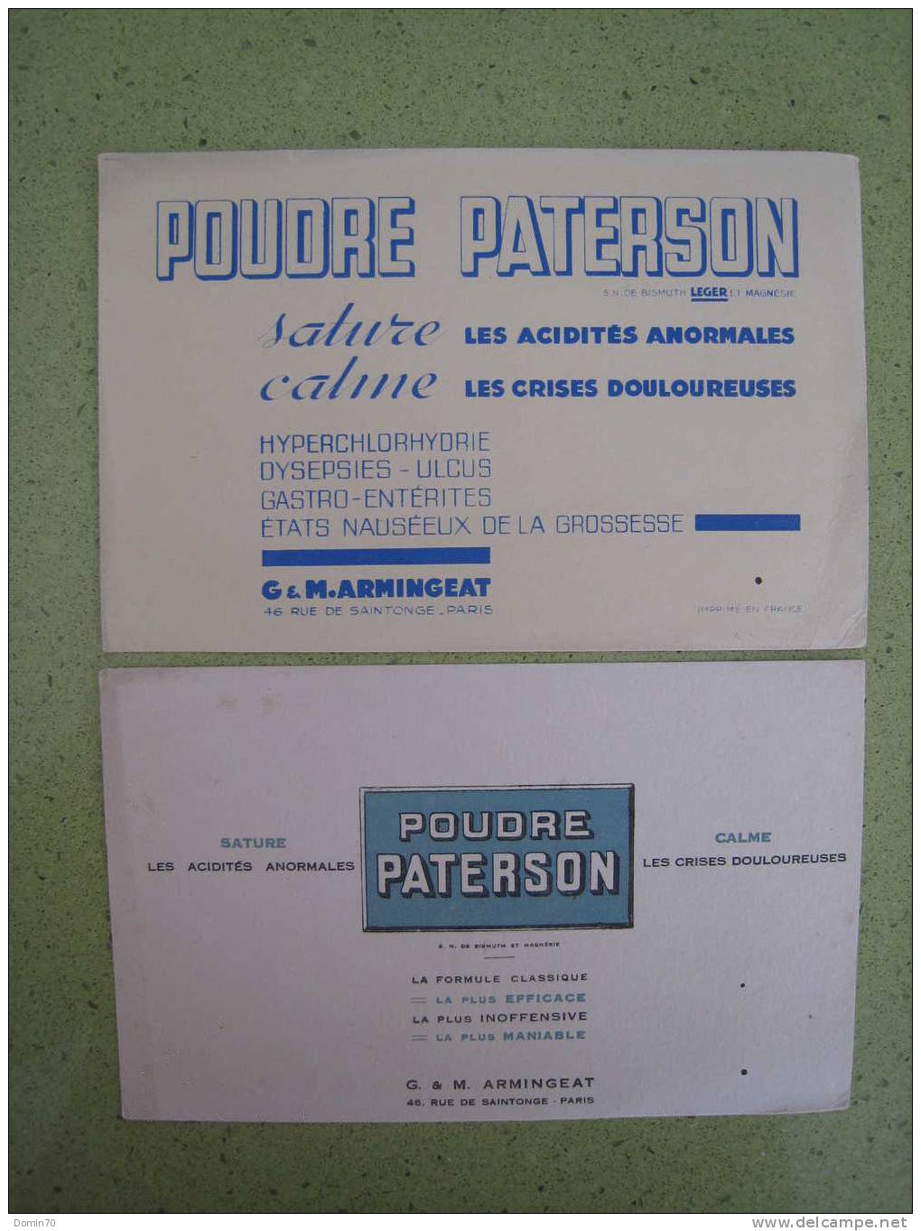 Buvards Pharmacie Poudre Paterson Gastro Labo Armingeat - Collections, Lots & Series