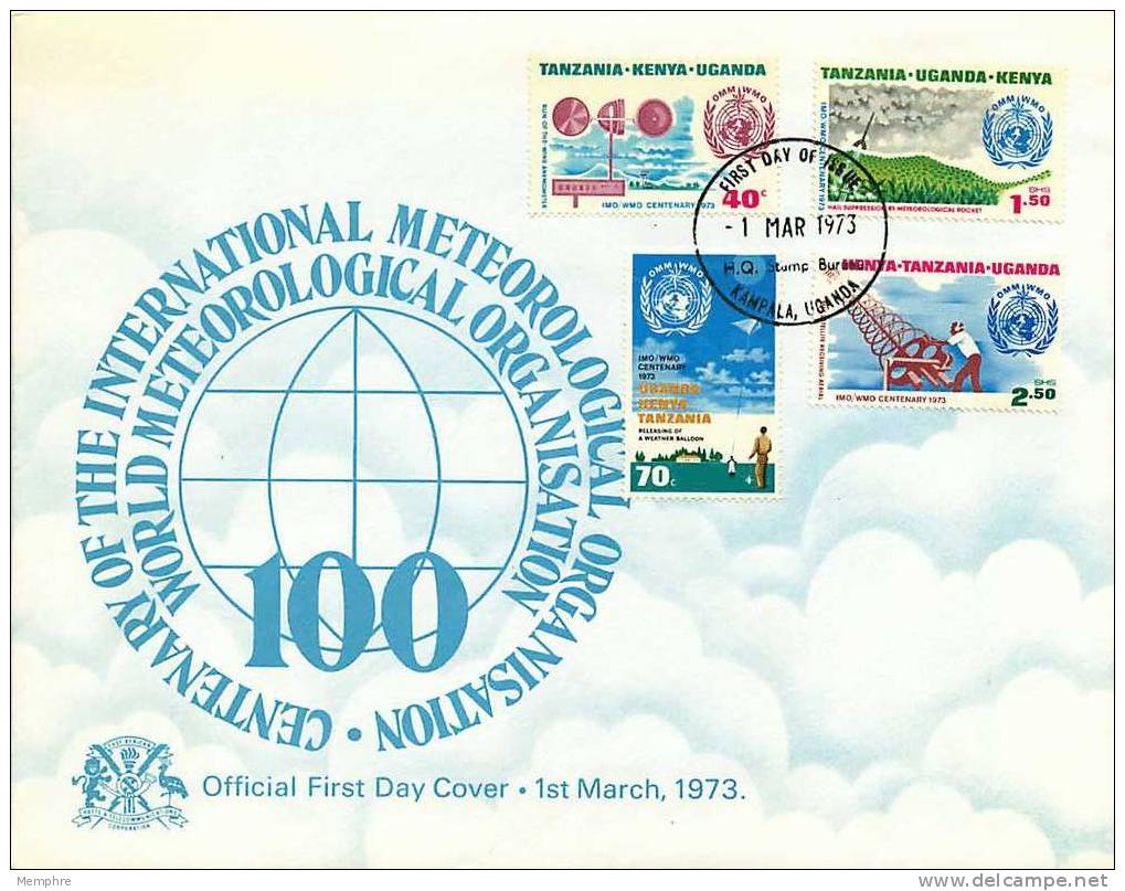 K-U-T  1973  World Meteorological Organisation  Sc 259-262  FDC - Kenya, Uganda & Tanzania