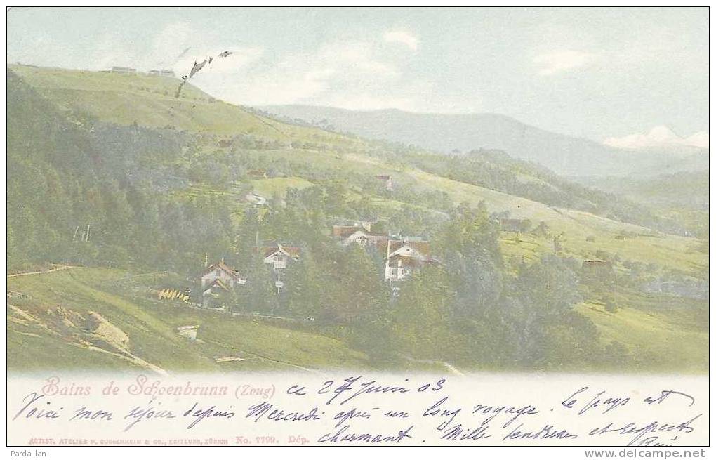 SUISSE.  ZOUG.  ZUG.  BAINS DE SCHOENBRUNN.  1905  DOS NON DIVISE. - Zugo