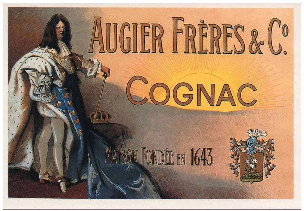 CPSM.. COGNAC AUGIER FRERES..1643..ETIQUETTE 1930...PRIX: 1,45 € - Publicité