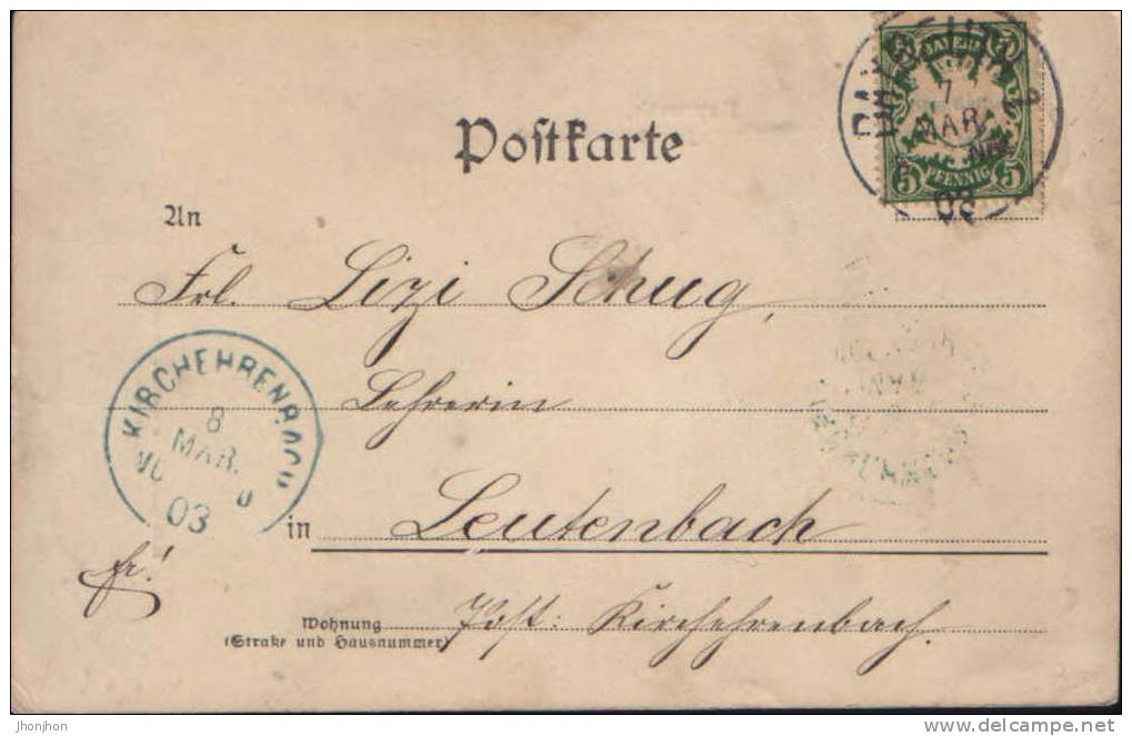 Allemagne-Carte Postale Circule 1903-Bayreuth-Jean Paul-Denkmal(Monument) - Bayreuth