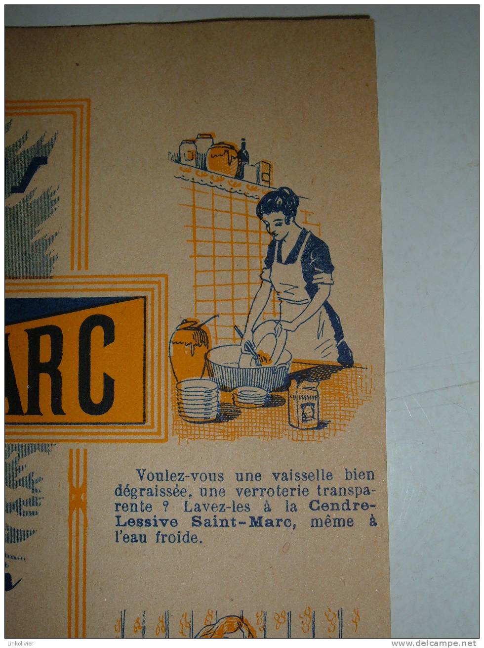 Publicité ancienne CENDRE-LESSIVE SAINT MARC