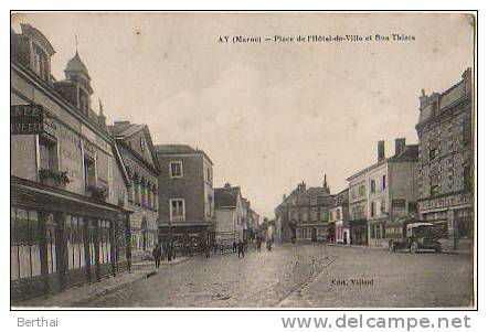 51 AY - Place De L Hotel De Ville Et Rue Thiers - Ay En Champagne