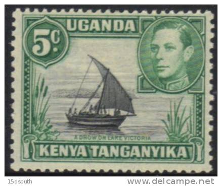Kenya Uganda Tanganyika - 1938 KGVI 5c Black And Green MH* - Kenya, Ouganda & Tanganyika