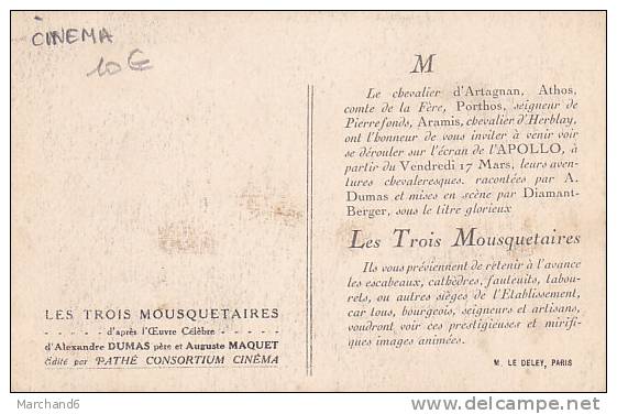 CINEMA LES TROIS MOUSQUETAIRES (d'alexandre Dumas)  édité Par PATHE CONSORTIUM - Autres & Non Classés