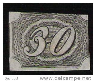 M651.-.  BRASIL .-. 1844-1846 .-. MI#: 5 .-. MINT- 30 R. BLACK.  CAT VAL : 180.00 EUROS - Unused Stamps