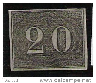 M653.-.  BRASIL .-. 1849 .-. MI#: 12 .-. MINT  - 20 R. BLACK.  CAT VAL : 110.00 EUROS - Unused Stamps