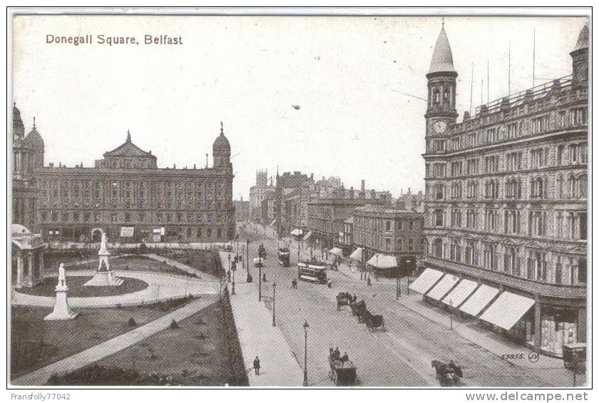 IRELAND - BELFAST - Donegall Square - STREET SCENE - Wagons - TROLLIES - Shops - Antrim