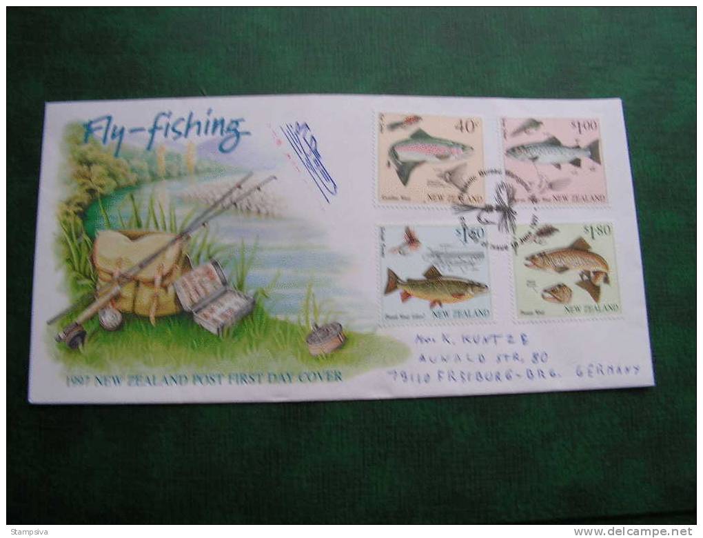 == New Zealand ,  1997 FDc Fische ,  FDC To Germany - Lettres & Documents