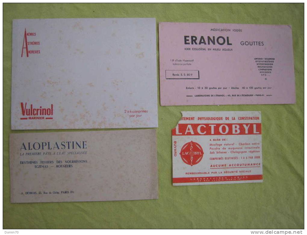 Buvards Santé Eranol Aloplastine Vulcrinol Lactobyl 4 - Collections, Lots & Séries