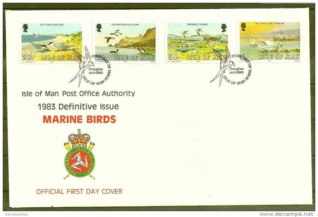 Man Isle 1983 Birds Oiseaux  Aves Tern Murre Redshank Swan Aves Marinas Marine FDC - Marine Web-footed Birds