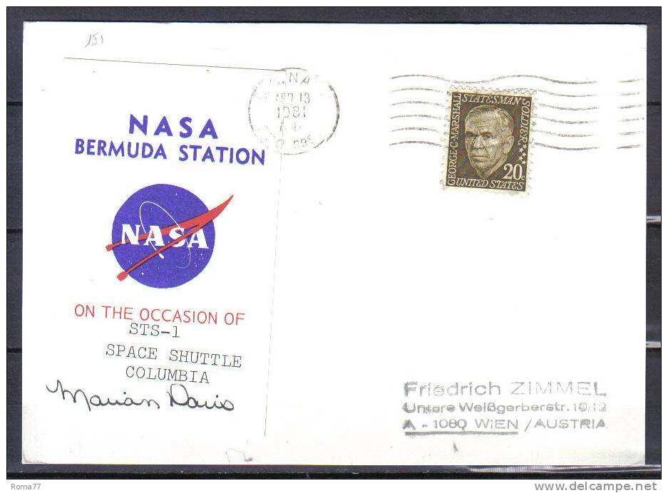 TR151 - STATI UNITI , POSTA RAZZO ROCKET POST Nasa Shuttle Columbia 13 /4 /1981 - Storia Postale