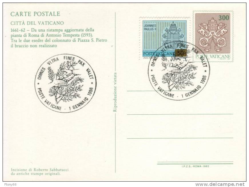 1982 Vaticano KIT Nr. 4 Cartoline Postali  Lire 300 + Lire 50 Vedute Del Vaticano - Annullo PAX 1986 - Entiers Postaux