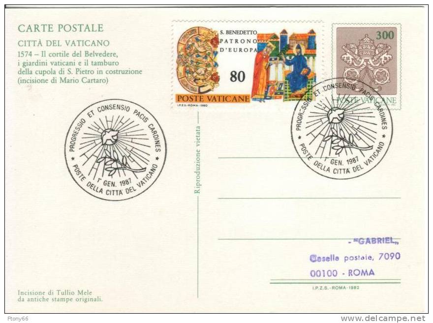 1982 Vaticano KIT 4 Cartoline Postali  Lire 300 Vedute Del Vaticano - 4 Annulli Differenti [Leggi / Read] - Postwaardestukken