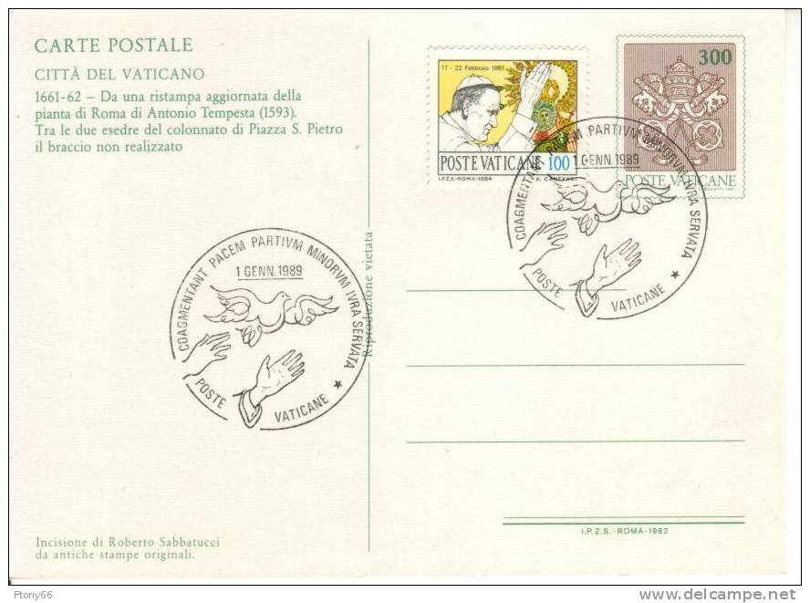 1982 Vaticano KIT 4 Cartoline Postali  Lire 300 Vedute del Vaticano - 4 Annulli differenti [Leggi / Read]