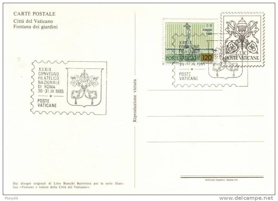 1978 Vaticano KIT 6 Cartoline Postali L 130 + Lire 120 Fontane E Vedute - Annullo CONVEGNO FILATELICO ROMA '85 - Entiers Postaux