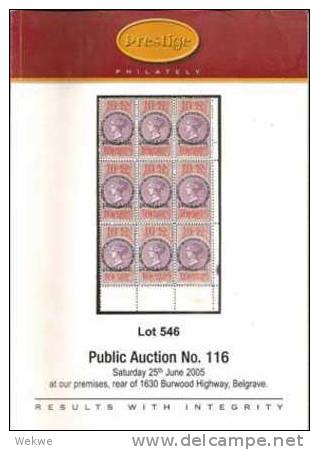 Premier Philately, Auction 116. Highly Specialised On Australia - Auktionskataloge