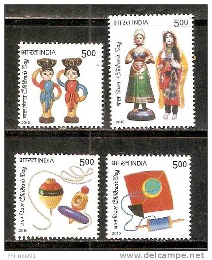 India 2010 Children´s Day Kite Toy Seller Spinning Top Puppet Doll 4v MNH Inde Indien - Unused Stamps