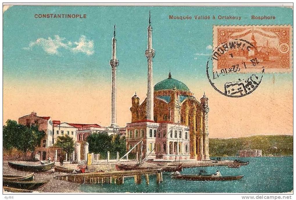 CPA CONSTANTINOPLE ISTAMBOUL - Mosquée Validé à Ortakeuy, Bosphore - CAD 18 Janvier 1922 Sur N° 179 YT Tour De Léandre - Turquie