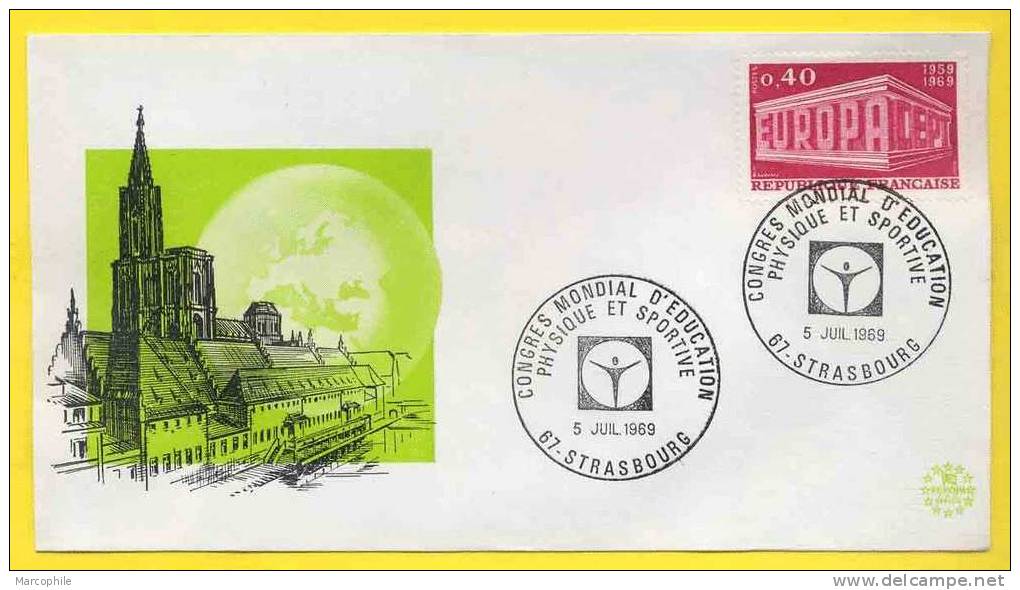 STRASBOURG - SPORT / 1969 OB. TEMPORAIRE ILLUSTREE SUR LETTRE - Lettres & Documents